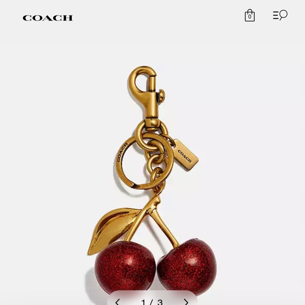 Coach Gold and Red Cherry Key Holder - Picture 1 of 7